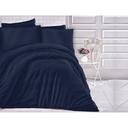 Satin Lenjerie de pat CIZGILI NAVY BLUE/180x200 EXCLUSIVE