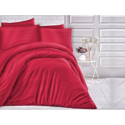 Satin Lenjerie de pat CIZGILI RED/180x200 EXCLUSIVE