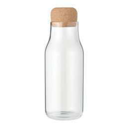 Bidon sport pentru apa, Everestus, 21AUG141, 600 ml, Sticla, Pluta, Ø7x21.5 cm, Transparent, saculet inclus