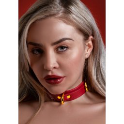 Taboom Bondage in Luxury D-Ring Collar Deluxe Red
