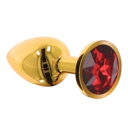 Taboom Bondage in Luxury Butt Plug with Diamond Jewel Gold-Red M