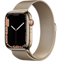Ceas Smartwatch Apple Watch Series 7, GPS + Cellular, 45mm Gold Stainless Steel Case, Gold Milanese Loop