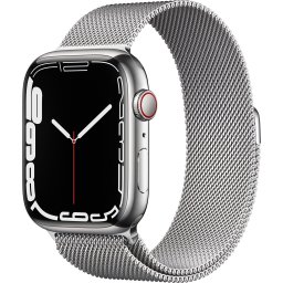 Ceas Smartwatch Apple Watch Series 7, GPS + Cellular, 45mm Silver Stainless Steel Case, Silver Milanese Loop