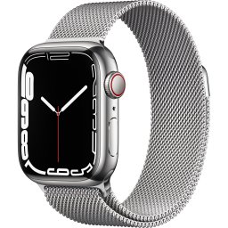 Ceas Smartwatch Apple Watch Series 7, GPS + Cellular, 41mm Silver Stainless Steel Case, Silver Milanese Loop