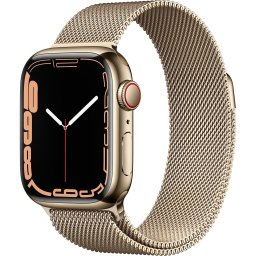 Ceas Smartwatch Apple Watch Series 7, GPS + Cellular, 41mm Gold Stainless Steel Case, Gold Milanese Loop