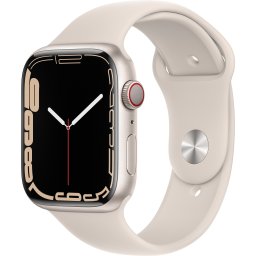 Ceas Smartwatch Apple Watch Series 7, GPS + Cellular, 45mm Starlight Aluminium Case, Starlight Sport Band
