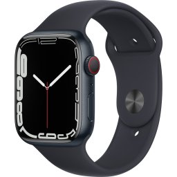 Ceas Smartwatch Apple Watch Series 7, GPS + Cellular, 45mm Midnight Aluminium Case, Midnight Sport Band