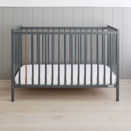 Set Patut Bebe Din Lemn Masiv Woodies Stardust Antracit 120 cm x 60 cm plus Saltea Cocos Confort II 10 cm