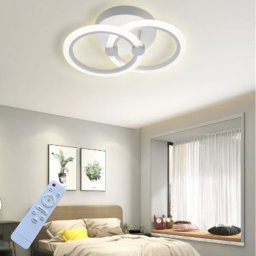 Lustra LED Dormitor Cercuri 2 Brate 36W – Telecomanda IR, 3 Temperaturi, 40cm