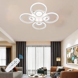 Lustra LED Cercuri Living 8 Brate 96W – Telecomanda IR, 3 Temperaturi, 56cm