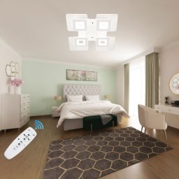 Lustra LED Patrata Living 4 Brate 72W – Telecomanda IR, 3 Temperaturi, 37cm