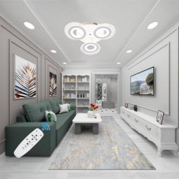 Lustra Led Cercuri 70W Cu 3 Brate 3 Culori+Ir 470 X 85Mm