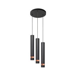 Lustră LED pe cablu TUBA 3xGU10/4,8W/230V neagră/cupru