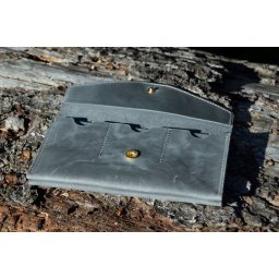 Portofel piele gri handmade dama Artiss Corium