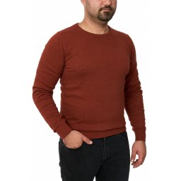 Pulover barbat la baza gatului, Glory, caramiziu (Marime pulover: S)