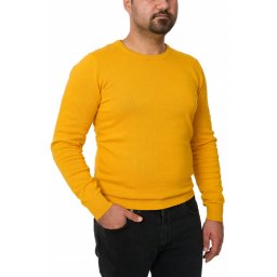 Pulover barbat la baza gatului, Glory, galben arama (Marime pulover: 2XL)