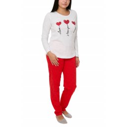 Pijamale dama cu inimioare, Vienetta, gri melange (Marime pijama: XL)