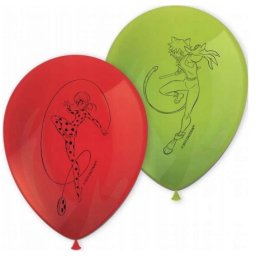 Set 8 baloane latex Miraculous Buburuza si Motan Noir 27,5 cm