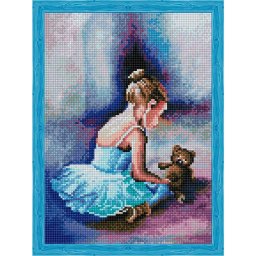 Set goblen cu diamante, cu sasiu, Balerina primii pasi, 30x40 cm
