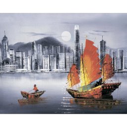 Set goblen cu diamante, cu sasiu, Noaptea in Hong Kong, 40x50 cm