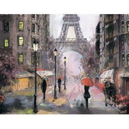Set goblen cu diamante, cu sasiu, Paris in the rain, 40x50 cm