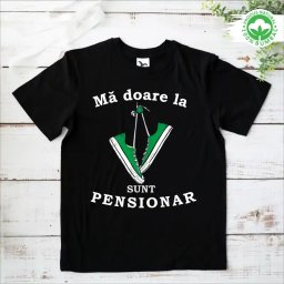 Tricou Pensionare negru, personalizat cu textul Ma doare la tenesi, sunt pensionar tenesi verzi - Copie