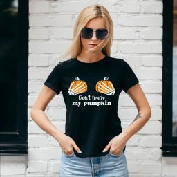 Tricou dama Halloween, cu mesajul amuzant Don t touch my pumpkin