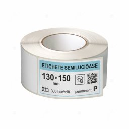 Rola etichete autoadezive semilucioase 130x150 mm, adeziv permanent, 300 etichete rola