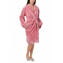 Halat dama cu aplicatii din dantela, Jeannine, dark powder pink (Marime halat: L)