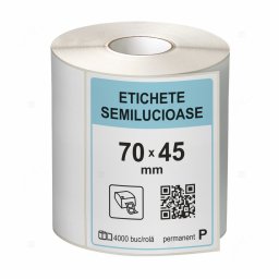 Rola etichete autoadezive semilucioase 70x45 mm, adeziv permanent, 4000 etichete rola