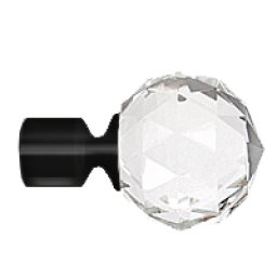 Set capat decorativ pentru galerie 19 mm kula cristal negru 2 bucati