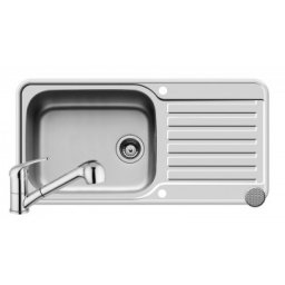 Set chiuveta inox SPACE PLUS 1B1D LN & baterie FIDO crom Pyramis 108782101FC