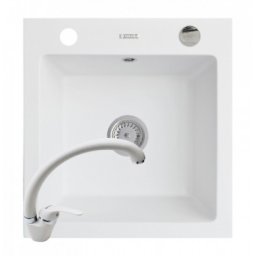 Set chiuveta granit ALYA 1B & baterie OSSIA - White