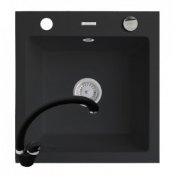 Set chiuveta granit ALYA 1B & baterie OSSIA - Carbon