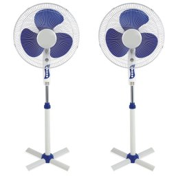 Set 2 ventilatoare cu stativ, 45W, 3 trepte viteza, miscare oscilatorie, silentios, diametru elice 40 cm, Alb-Albastru