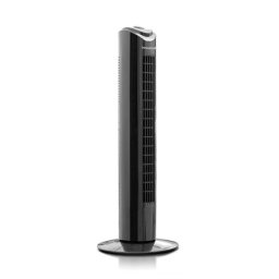 Ventilator turn InnovaGoods, 50W, 80 cm, trei trepte de viteza, Oscilant 90º, silentios, Negru