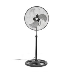 Ventilator cu picior industrial InnovaGoods, 75 W, trei trepte de viteza, Oscilant 120º, diametru 45 cm, Negru