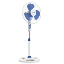 Ventilator cu picior InnovaGoods, 50 W, trei trepte de viteza, diametru elice 40 cm, Alb-Albastru