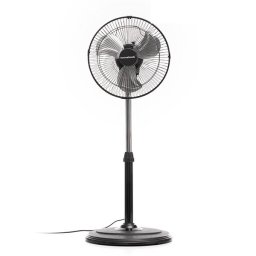 Ventilator cu picior InnovaGoods, 60 W, Oscilatie 360º, trei trepte de viteza, diametru elice 30 cm, Negru