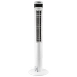 Ventilator turn Zass ZTF 02, 50W, 3 trepte de viteza, temporizator digital, display LED, temperatura ambient, telecomanda, Alb
