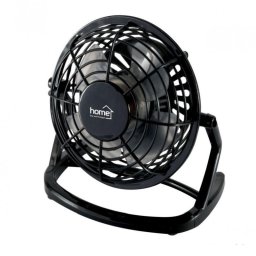 Mini ventilator de birou Home, alimentare USB, 2.5W, diametru elice 10 cm, 4 palete, negru