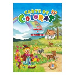Carte de colorat Jumbo cu animale si abtibilduri