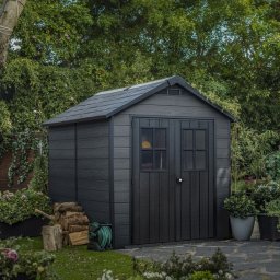 Casuta de gradina, Keter, Gri, colectie Newton, 759, usa dubla, podea, ventilatie, ranforsare metalica