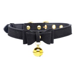 Master Series Golden Kitty Collar with Cat Bell Black-Gold