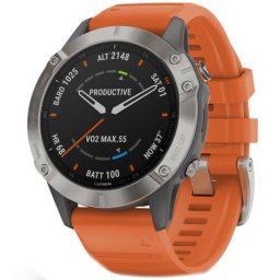 Ceas Smartwatch Garmin Fenix 6 Sapphire, 010-02158, 47 mm, HR, GPS, Grey/Orange