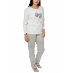Pijamale dama din bumbac, Betty, gri melange (Marime pijama: M)