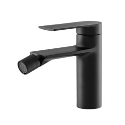 Baterie baie bideu negru mat , pipa fixa, cartus ceramic