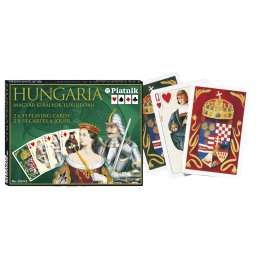 Carti de joc Piatnik, "Hungaria", 2 pachete a 52 de carti + 6 jokeri, produse in Austria
