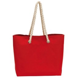 Geanta de plaja cu inchidere cu scai si manere din bumbac, Everestus, EGP0608, poliester 300D, rosu