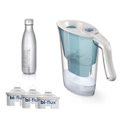 Pachet cana filtranta Laica Aida, trei cartuse, sticla Sport metalica